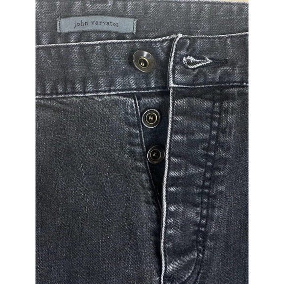 John Varvatos Mens 38 Jeans Straight Leg Regular Fit Mid Rise Button Fly Black - Picture 6 of 12